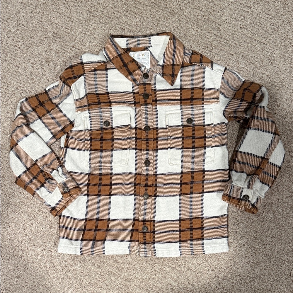 Little Co. boys size 12 brown flannel